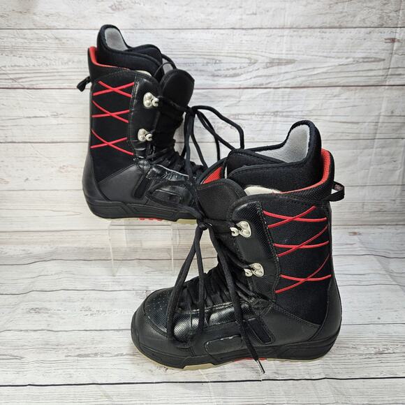 Burton Moto Snowboard Womens Boots Black Red Lace Up Size 6 - Picture 2 of 9